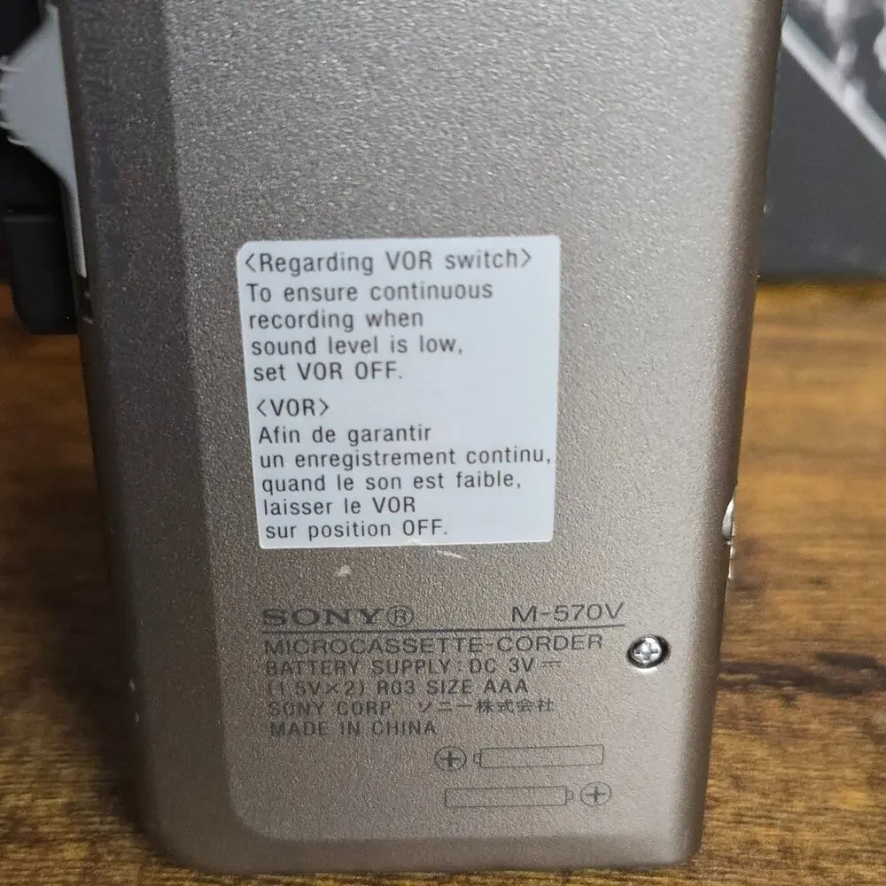 Sony M-570V Microcassette Recorder VOR Clear Voice Plus Tested Working READ